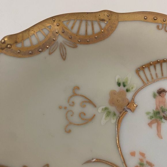 Ardalt Lenwile Bone China Handpainted Crescent Shape Dish. Bone Dish. 7” wide. - Picture 3 of 4